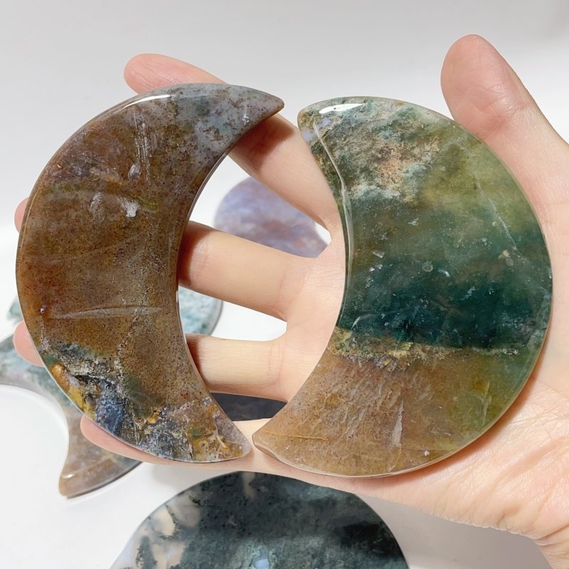 Colorful Moss Agate Moon Carving Wholesale -Wholesale Crystals