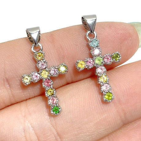 Colorful Tourmaline Cross Shape Pendant Wholesale - Wholesale Crystals