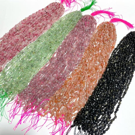 Crystal Stone Free Form DIY Bracelet Sunstone Gold Sheen Obsidian Prehnite - Wholesale Crystals