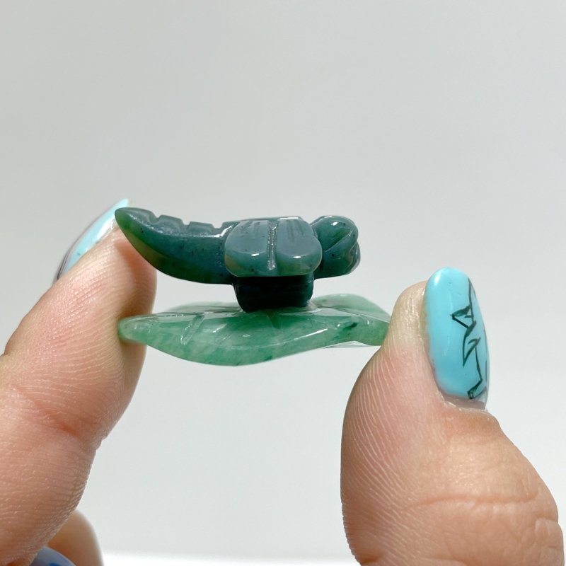 Dragonfly On Leaf Mini Carving Wholesale Moss Agate Green Aventurine - Wholesale Crystals