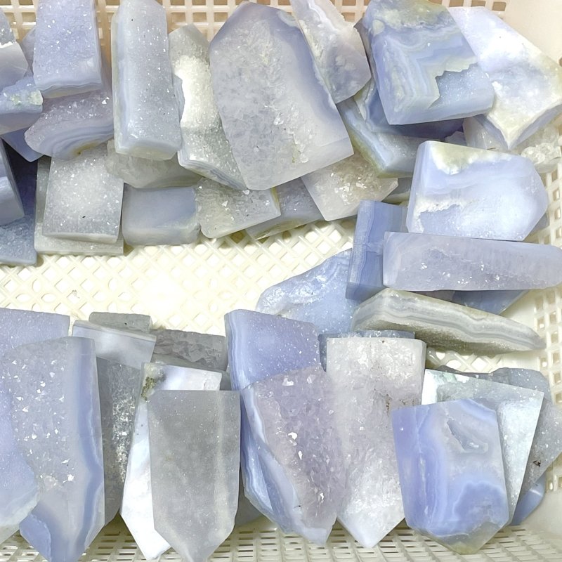 Druzy Blue Chalcedony Four - sided Tower Point Wholesale - Wholesale Crystals
