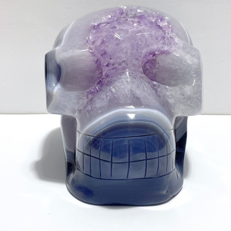 Druzy Geode Amethyst Mixed Agate Large Skull Carving - Wholesale Crystals