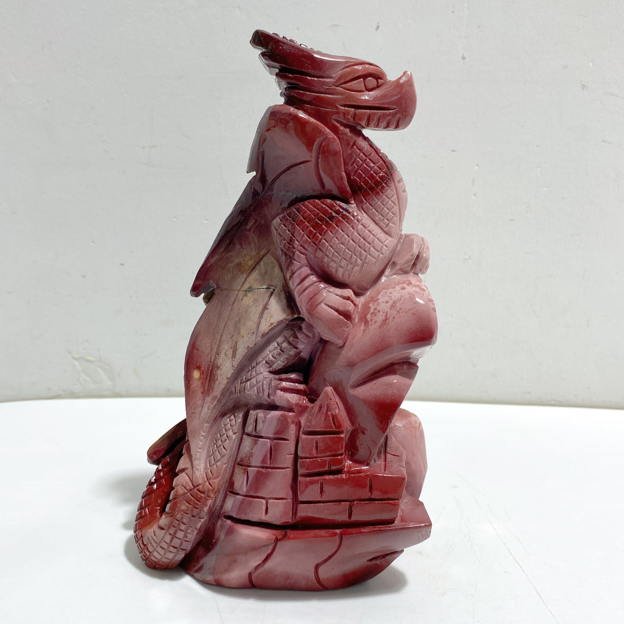 Unique Mookaite Flying Dragon Castle Carving #10