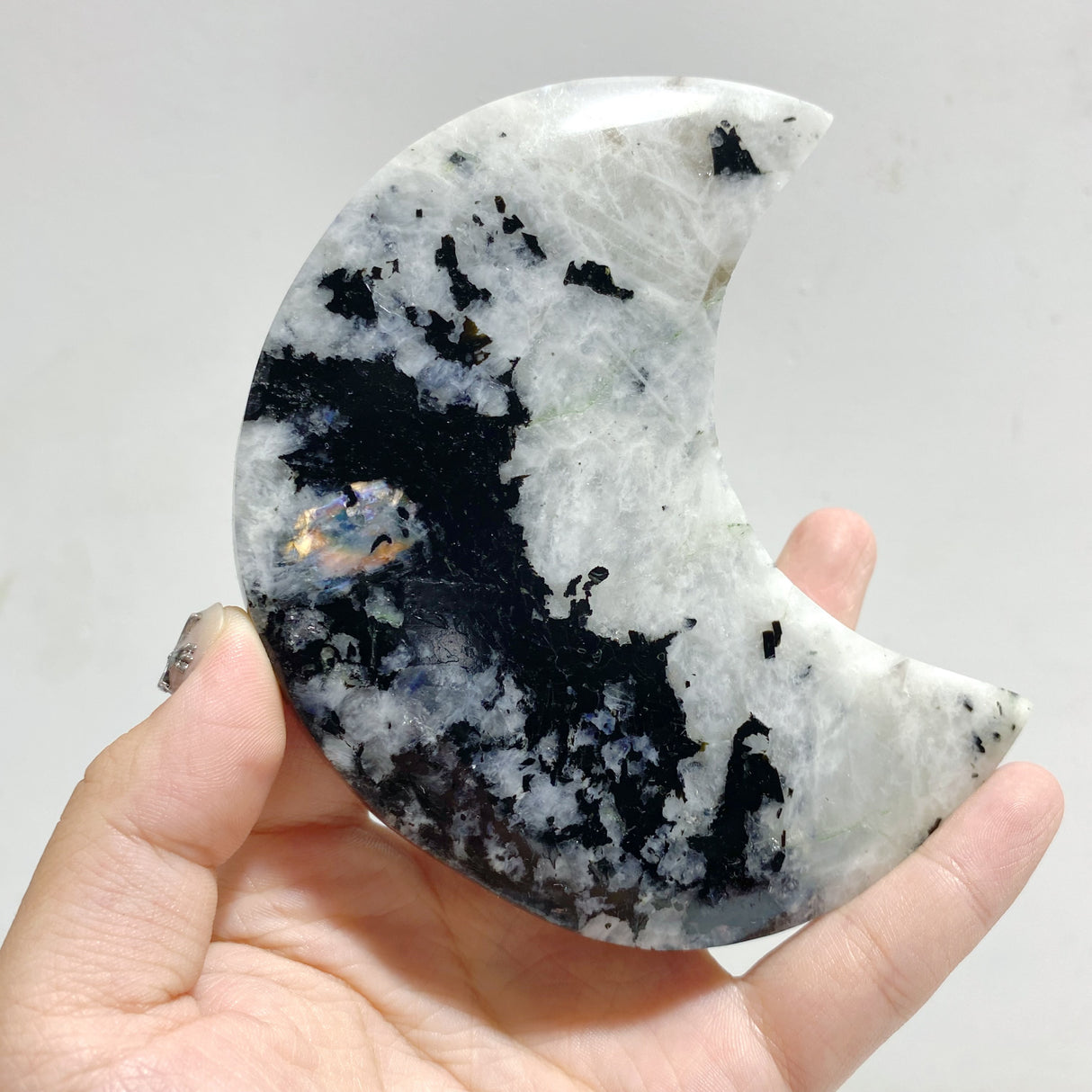 6 Pieces India Moonstone Moon Carving With Stand
