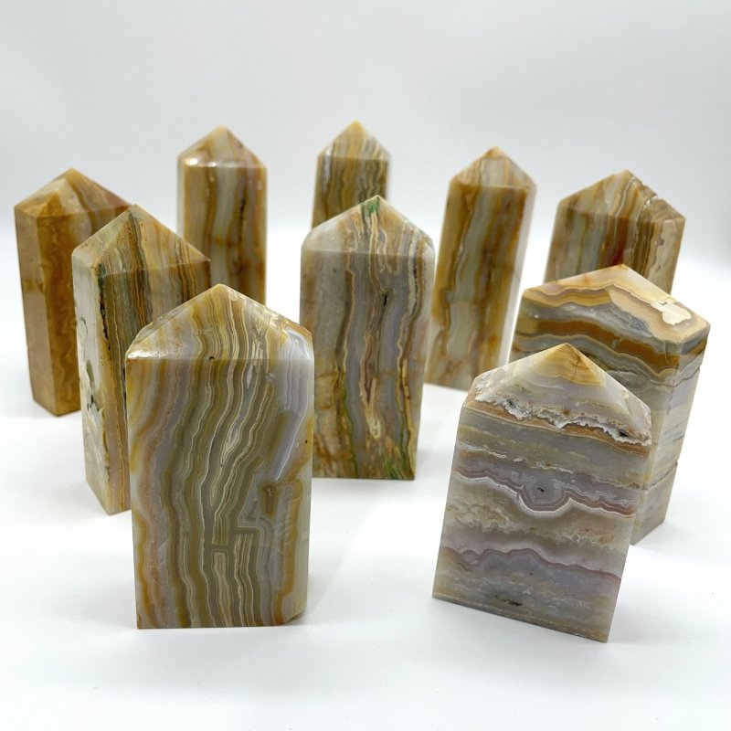 Fat Yellow Agate Four-Sided Tower Points Wholesale -Wholesale Crystals