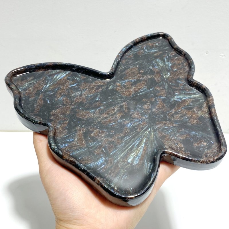 Garnet Mixed Astrophyllite Butterfly Plate Home Decor Wholesale - Wholesale Crystals