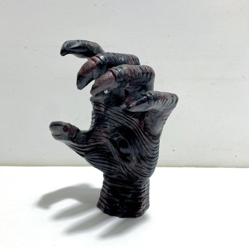 Garnet Mixed Astrophyllite Witchcore Demon Hand Carving - Wholesale Crystals