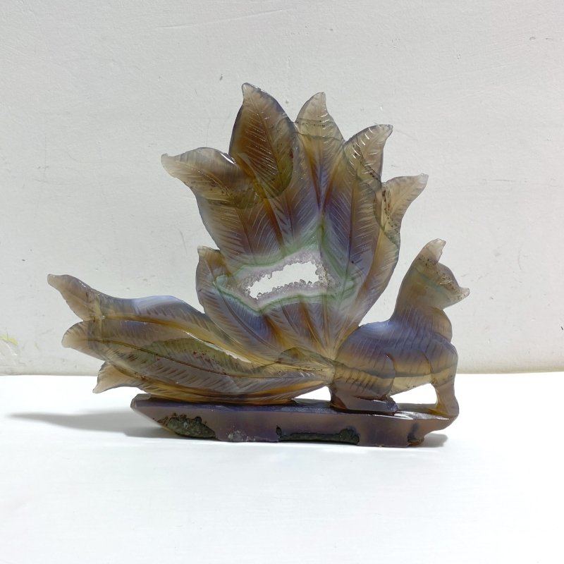 Geode Agate Druzy Nine - tailed Fox Carving 15 - Wholesale Crystals