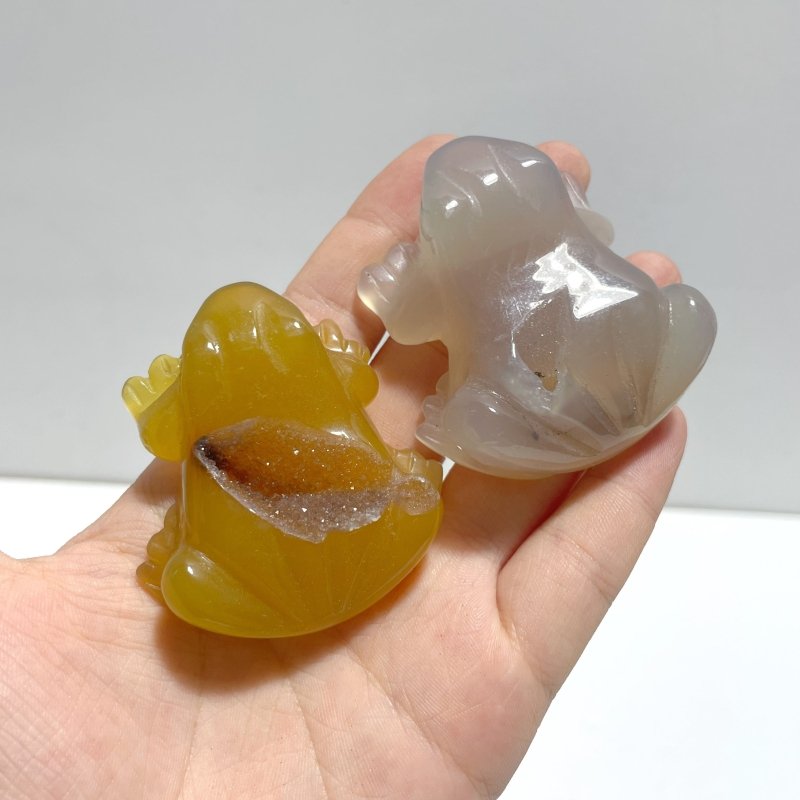 Geode Druzy Agate Frog Carving Wholesale - Wholesale Crystals