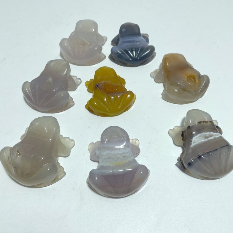 Geode Druzy Agate Frog Carving Wholesale - Wholesale Crystals
