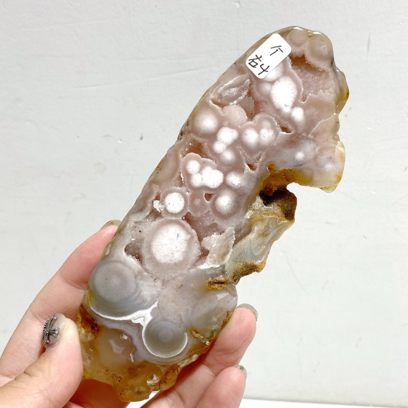 Geode Druzy Pink Amethyst Slab Butterfly Wing Carving With Stand #3 -Wholesale Crystals