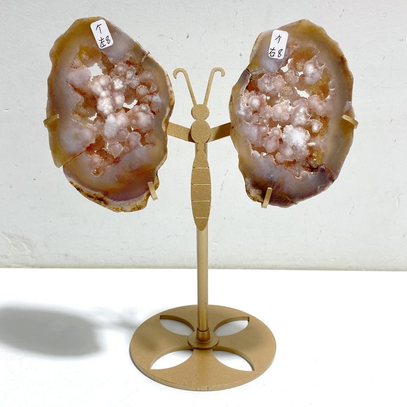 Geode Pink Amethyst Slab Butterfly Wing Carving With Stand -Wholesale Crystals