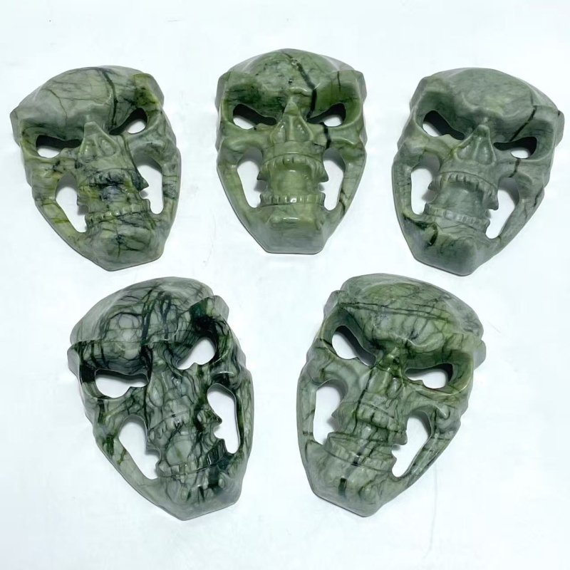 Green Jade Skull Large Mask Carving Wholesale - Wholesale Crystals