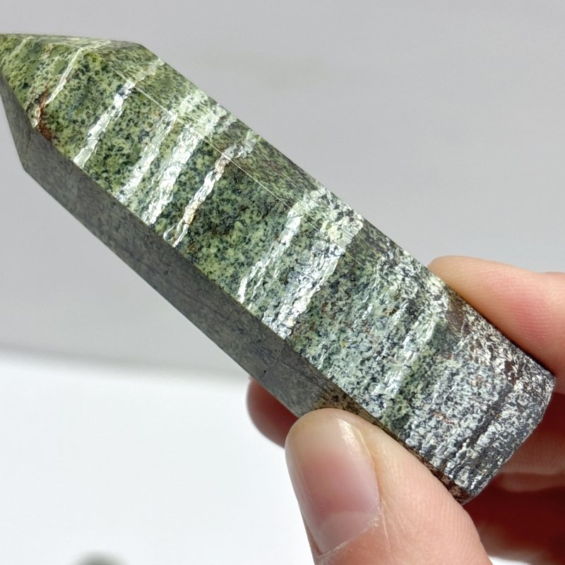 Green Zebra Stone Point Tower Wholesale - Wholesale Crystals