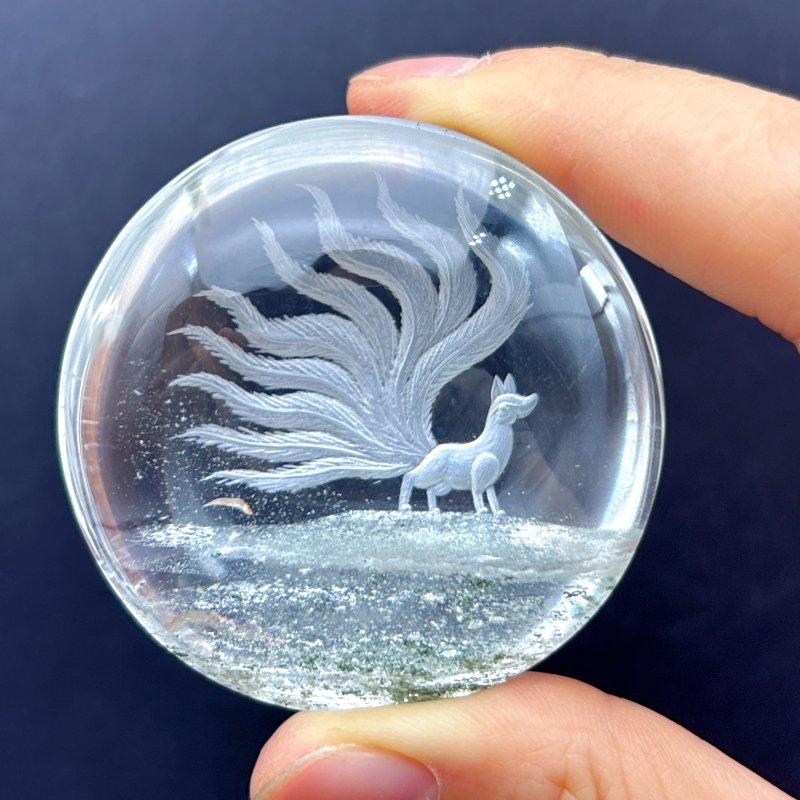 High Grade Super Clear Nine-tailed Fox Garden Quartz Inner Scene Carving(HGUD04) -Wholesale Crystals