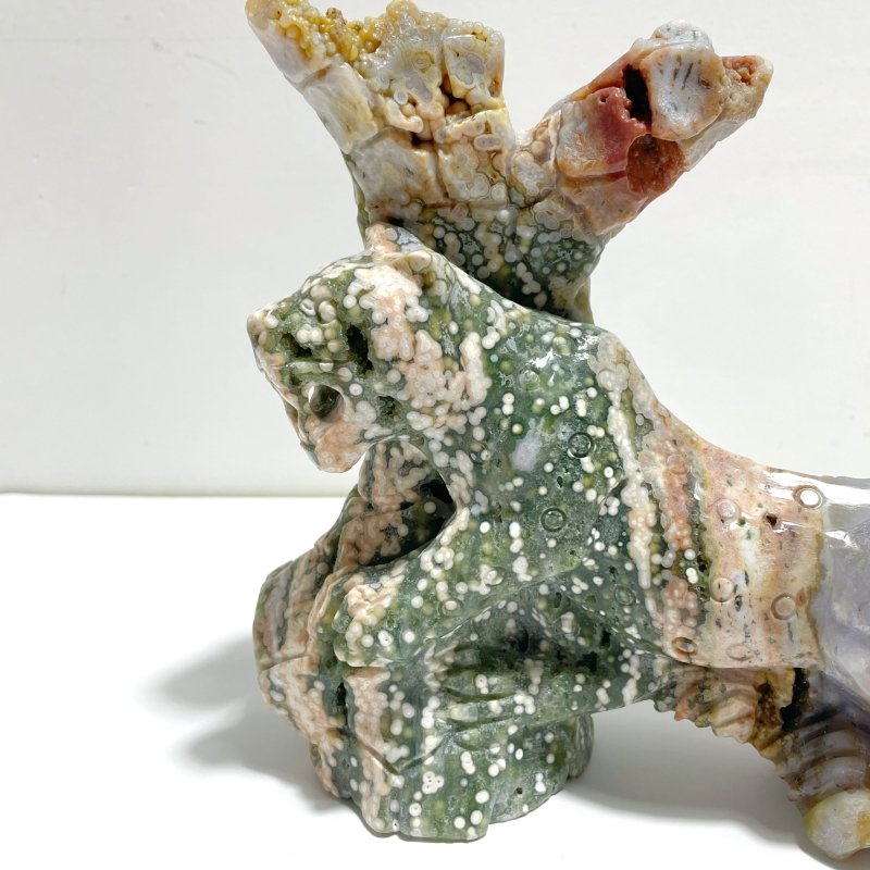Large 8th Vein Ocean Jasper Leopard Carving - Wholesale Crystals