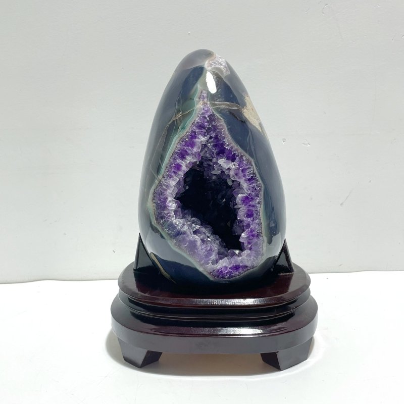 Large Amethyst Mixed Agate Dinosaur Egg Shape Home Decor With Stand - Wholesale Crystals