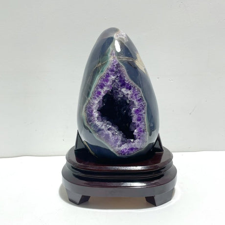 Large Amethyst Mixed Agate Dinosaur Egg Shape Home Decor With Stand - Wholesale Crystals