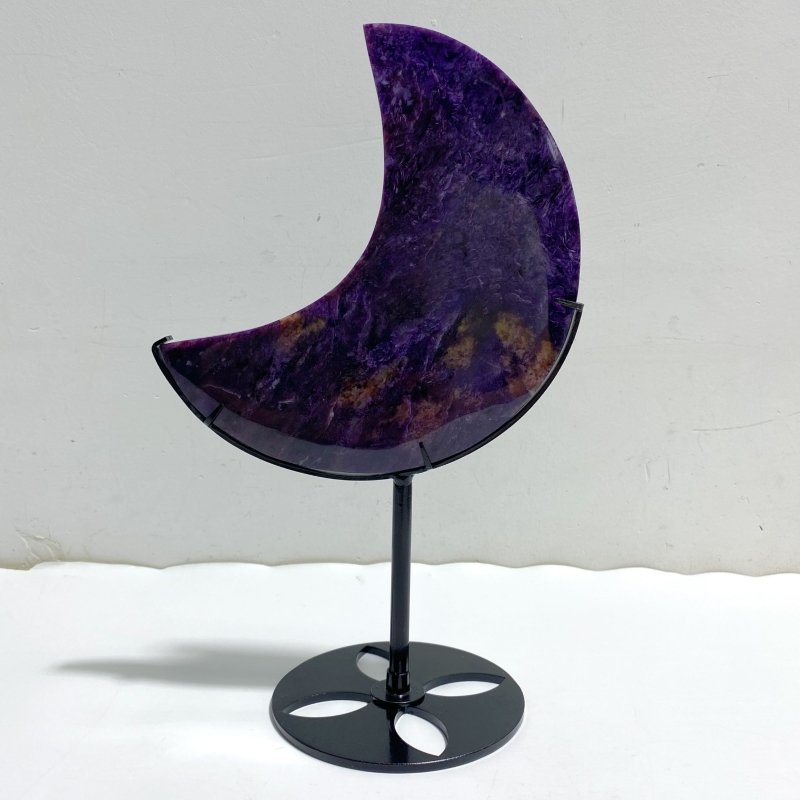 Large Charoite Moon Carving With Stand 7 -Wholesale Crystals