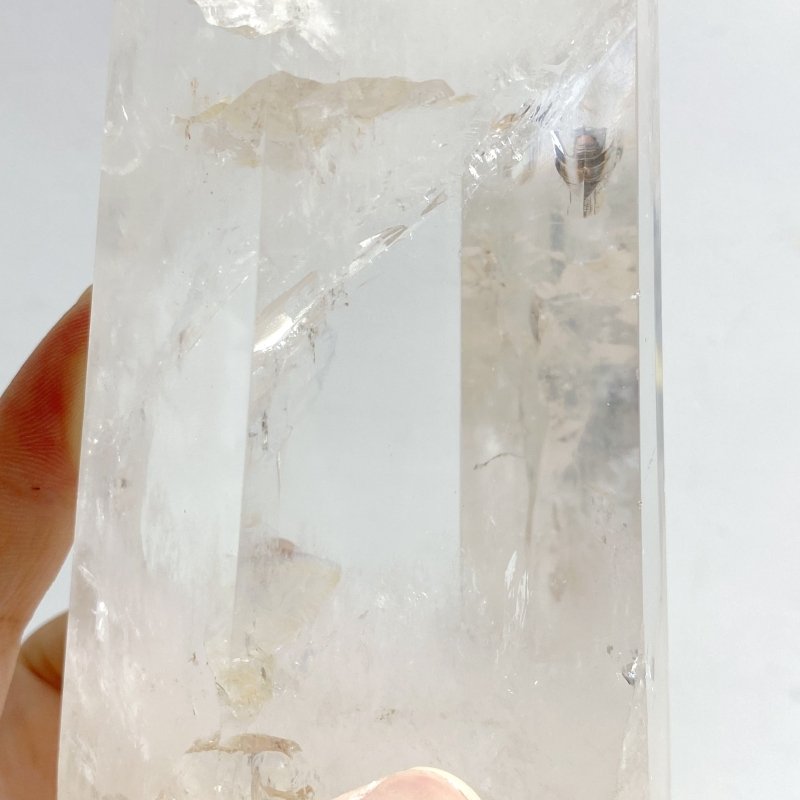 Large Clear Quartz Point Raw Bottom With Stand -Wholesale Crystals
