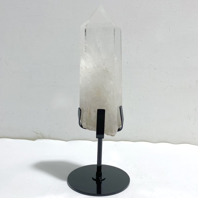 Large Clear Quartz Point Raw Bottom With Stand -Wholesale Crystals