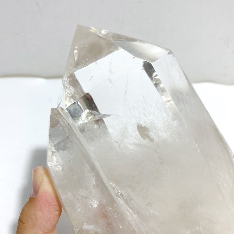 Large Clear Quartz Raw Bottom Double Point With Stand -Wholesale Crystals
