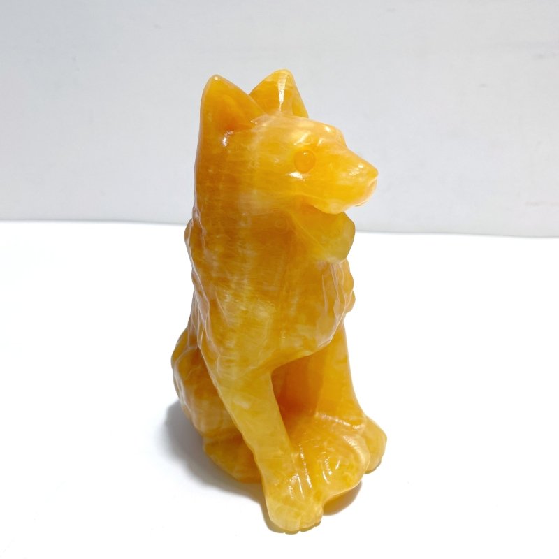 Large Yellow Calcite Dog Carving Wholesale - Wholesale Crystals