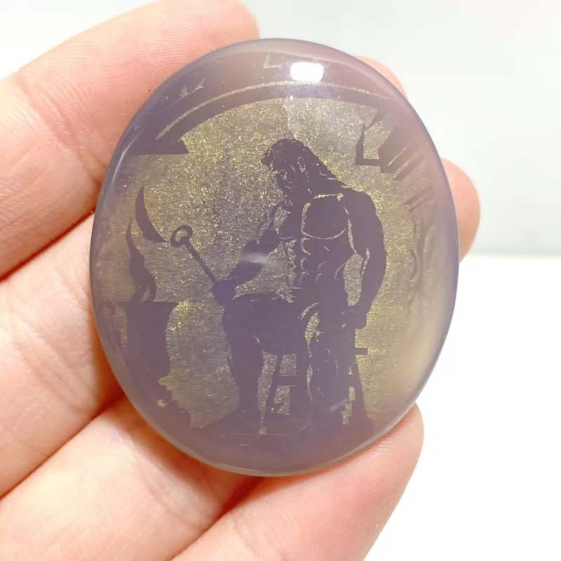 Laser Printing Golden Twelve Olympians Agate Stone DIY Accessories Wholesale - Wholesale Crystals