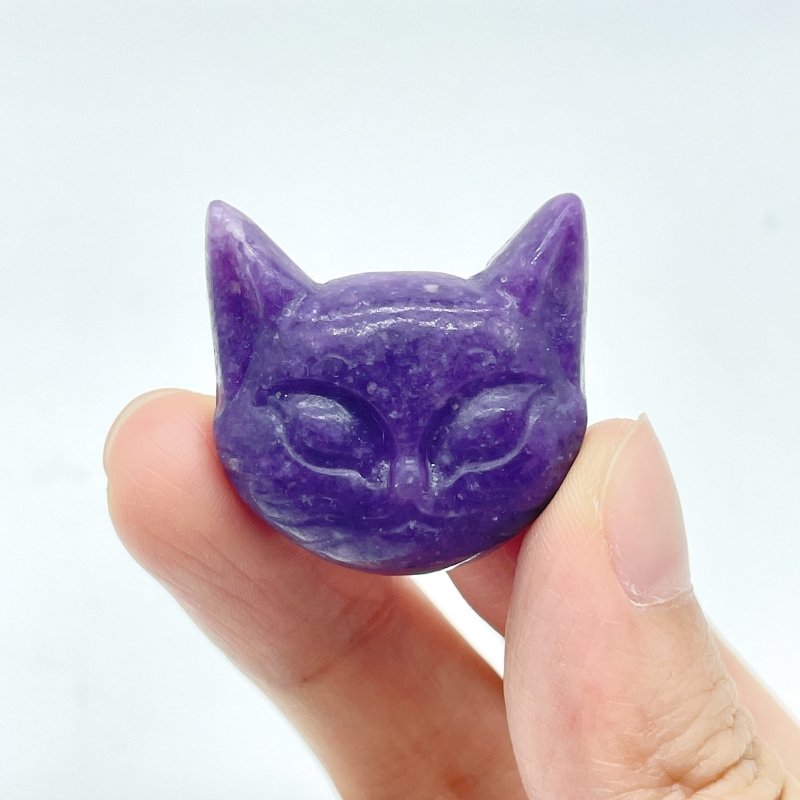 Lepidolite Cat Head Carving Wholesale - Wholesale Crystals