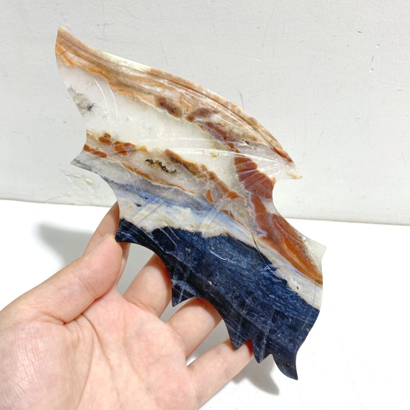 Mixed Colorful Agate Demon And Angel Wing Carving With Stand - Wholesale Crystals