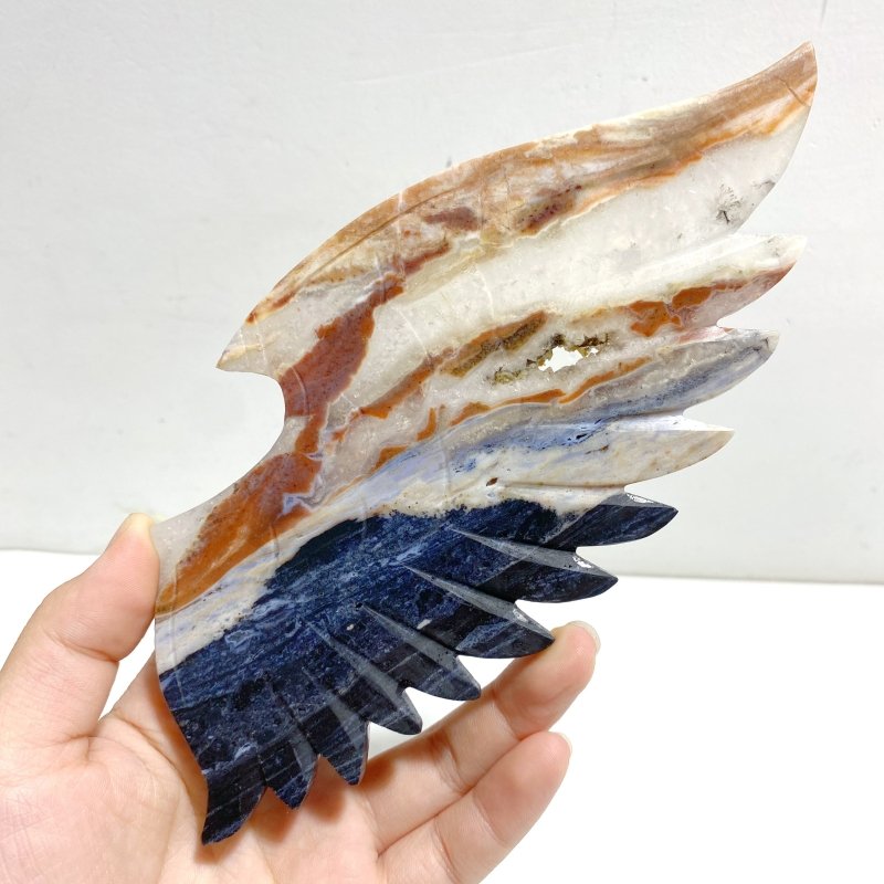 Mixed Colorful Agate Demon And Angel Wing Carving With Stand - Wholesale Crystals