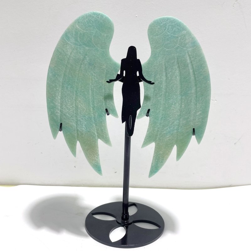 Natural Amazonite Angel Carving Wing With Stand - Wholesale Crystals