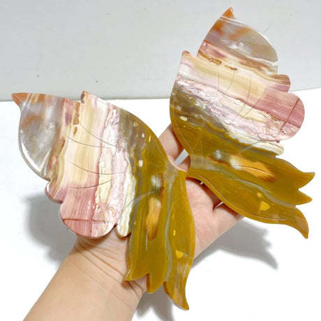 Ocean Jasper Butterfly Wing Carving With Stand - Wholesale Crystals