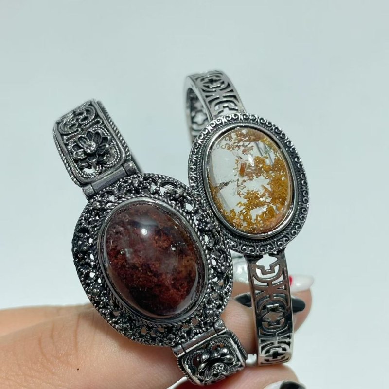 Open Bangle 13 Pieces Retro Garden Quartz Adjustable Alloy Cuff bracelet - Wholesale Crystals