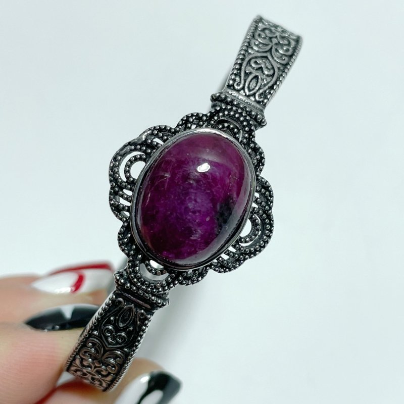 Open Bangle 15 Pieces Delicate Ruby Adjustable Alloy Bracelet - Wholesale Crystals