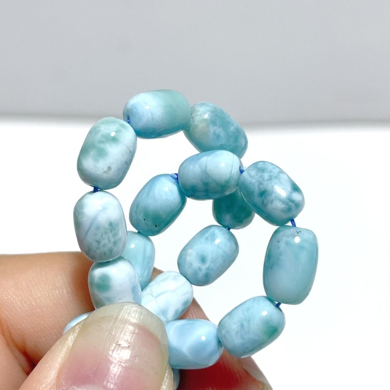 Oval Barrel Shape Larimar Bracelet Wholesale From Dominican Republic - Wholesale Crystals