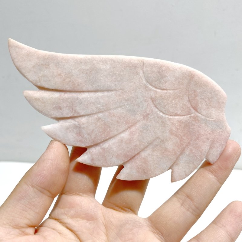 Pink Opal Heart Wing Carving With Stand -Wholesale Crystals