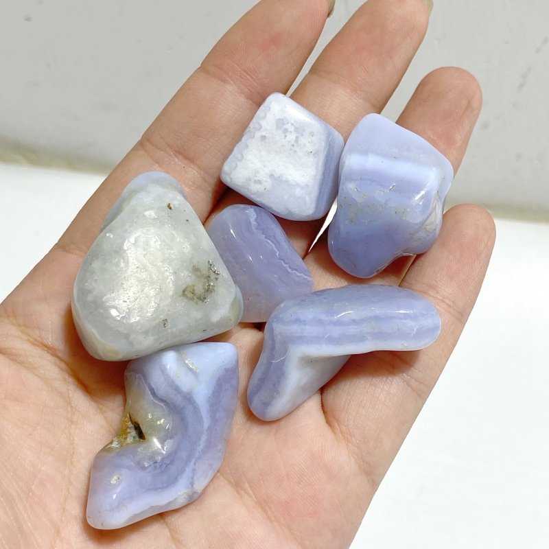 Polished Blue Lace Agate Gravel Tumbled Mixed Size Closeout -Wholesale Crystals