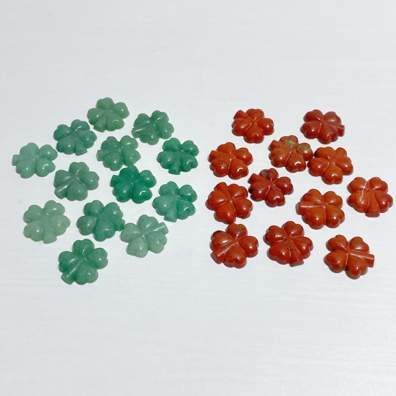 Red Jasper Green Aventurine Four Leaf Clover Carving Wholesale -Wholesale Crystals