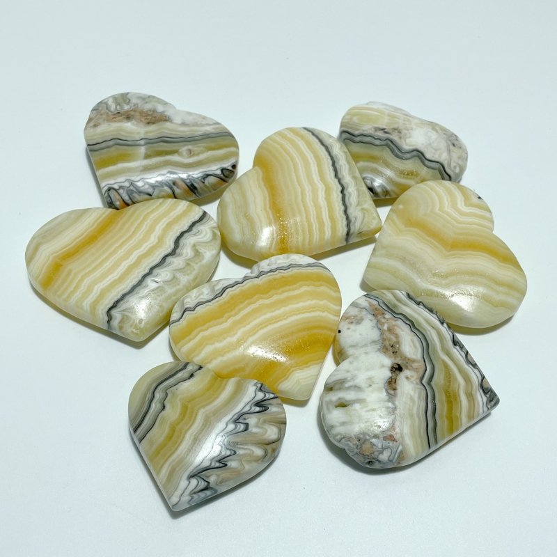 Stripe Yellow/Grey Calcite Heart Wholesale - Wholesale Crystals