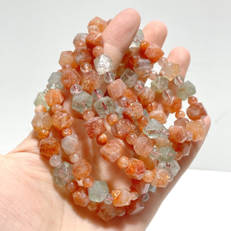 Sunstone Beads Mixed Sixteen - sided Polyhedron Bracelets Wholesale - Wholesale Crystals