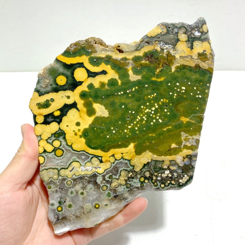 Unique 8th Vein Ocean Jasper Slab With Stand 1 - Wholesale Crystals