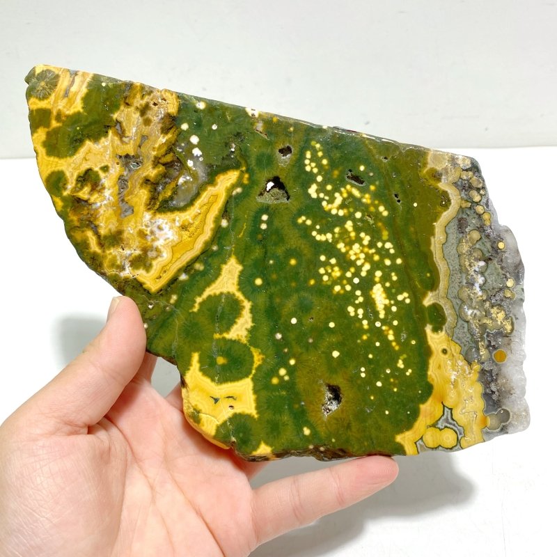 Unique 8th Vein Ocean Jasper Slab With Stand 8 - Wholesale Crystals