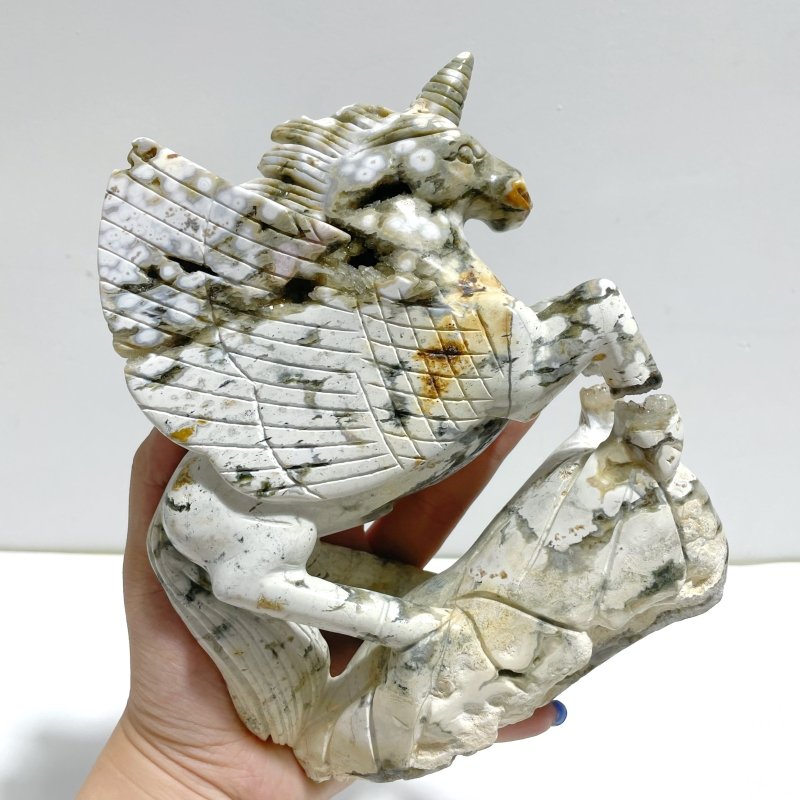 Unique 8th Vein Ocean Jasper Unicorn/Pegasus Carving - Wholesale Crystals