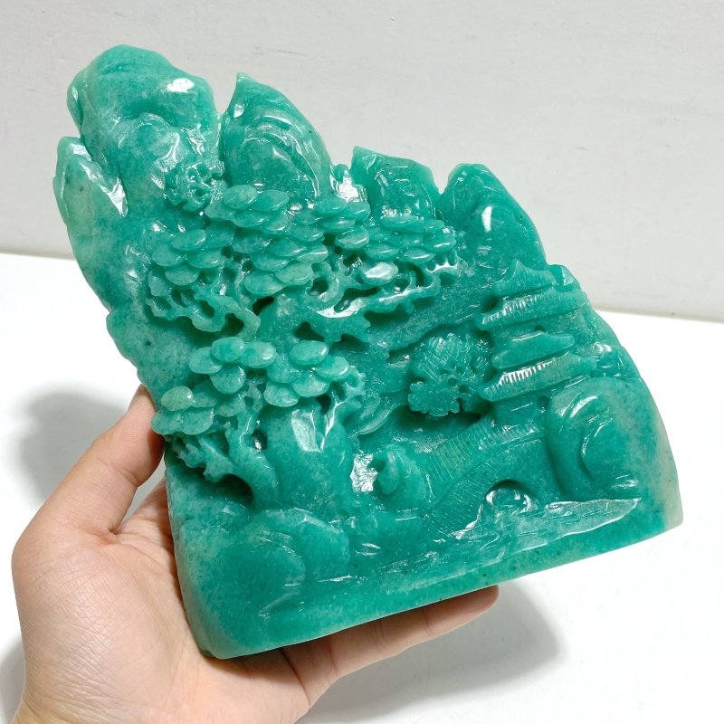 Unique Amazonite Landscape Pavilion Carving 4 - Wholesale Crystals