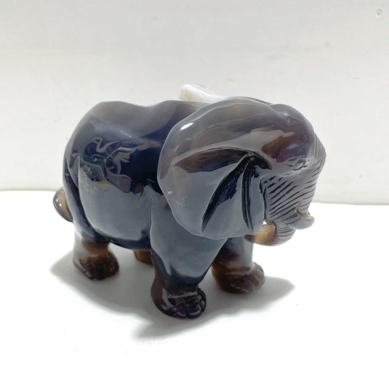 Unique Amethyst Mixed Geode Druzy Agate Elephant Animal Carving A15 - Wholesale Crystals