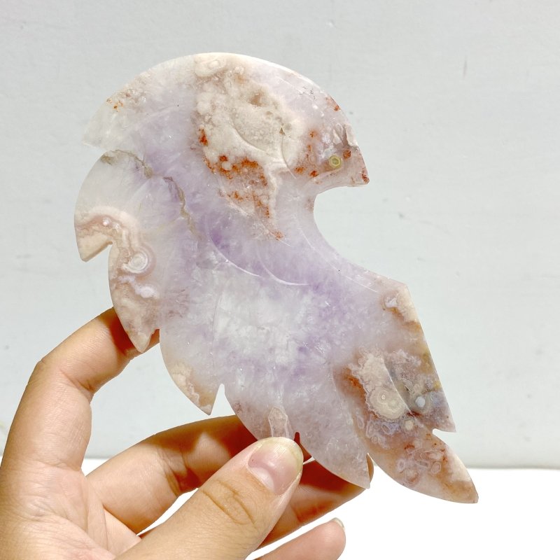 Unique Amethyst Mixed Sakura Agate Heart Carving With Stand - Wholesale Crystals