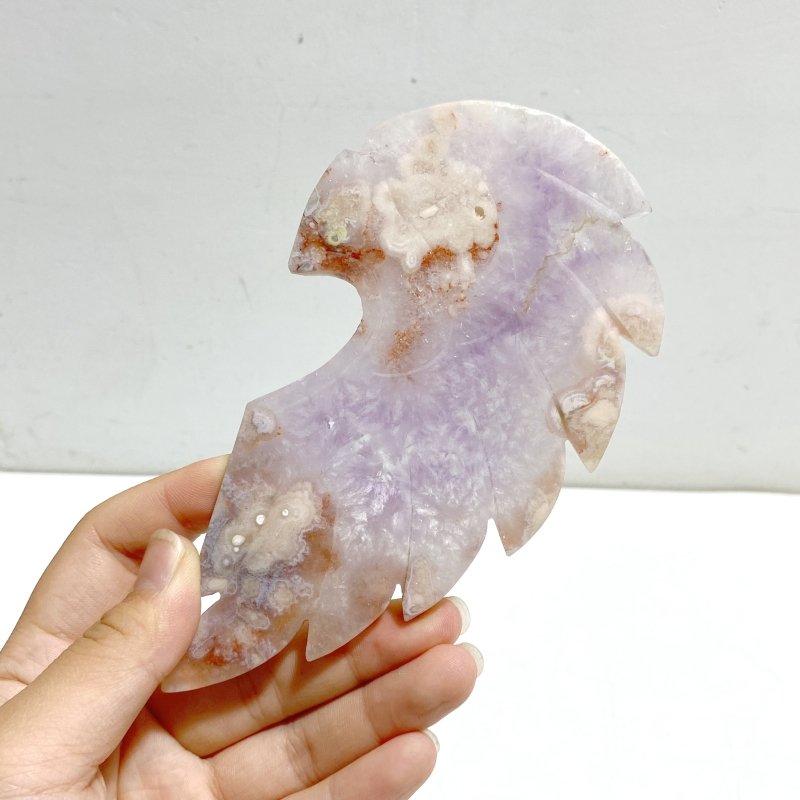 Unique Amethyst Mixed Sakura Agate Heart Carving With Stand - Wholesale Crystals