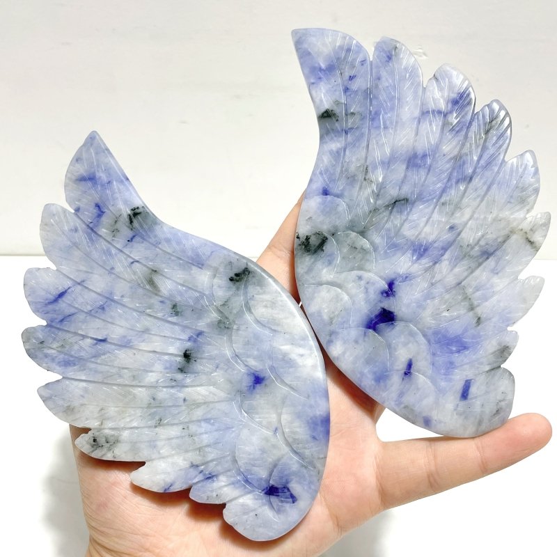 Unique Blue Aventurine Angel Wing Carving With Stand - Wholesale Crystals