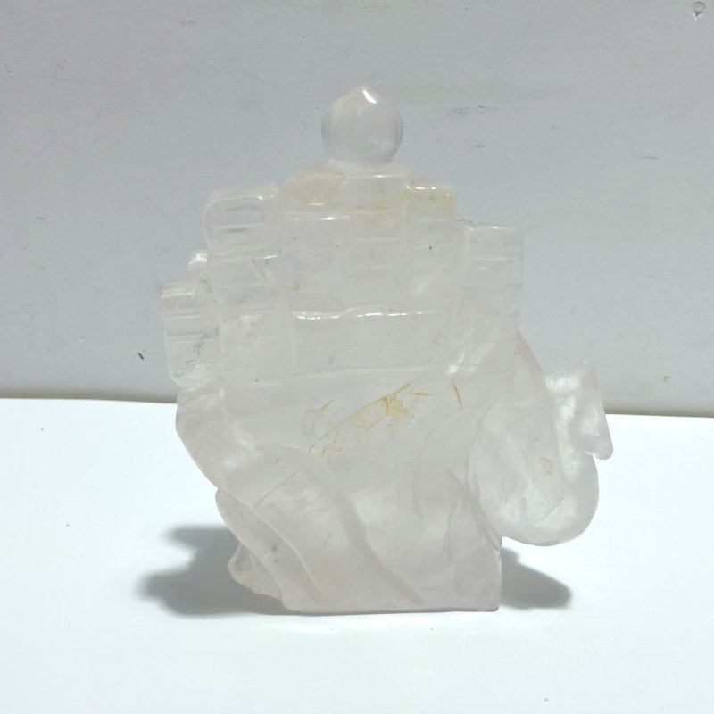 Unique Clear Quartz Flying Dragon Castle Carving - Wholesale Crystals